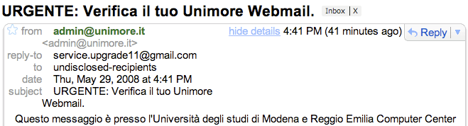 E-mail fasulla > show details