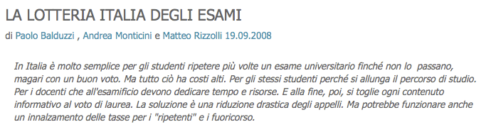 La voce.info > Lotteria Italia degli esami > abstract