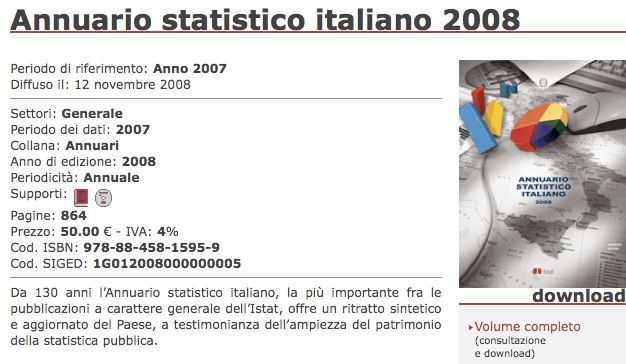 Istat > Annuario Statistico Italiano 2008