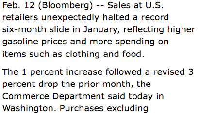 Bloomberg > 12.02.2009 > vendite al dettaglio negli USA