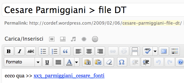 Wordpress > aggiungi media