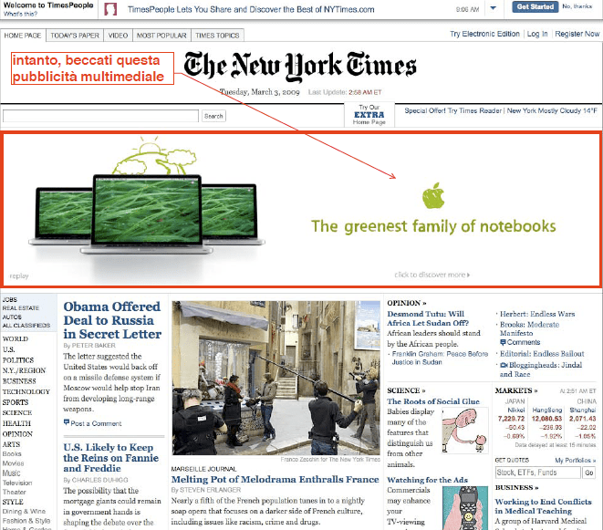 New York Times on-line > 3 marzo 2009 > Homepage