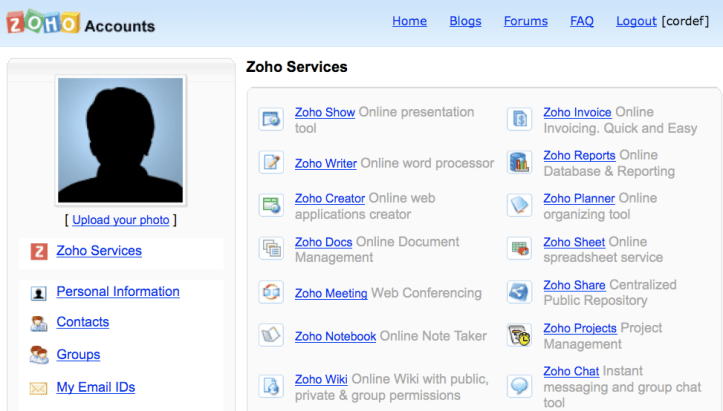 Zoho > Services