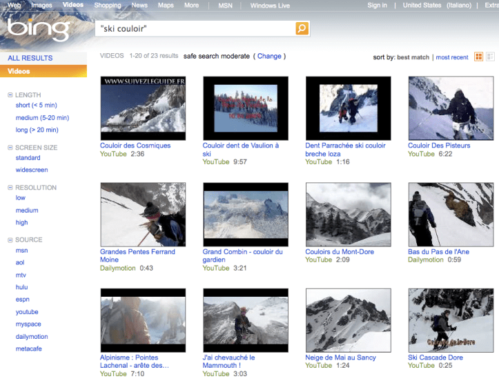 BING > Risultati di ricerca video > "ski couloir"