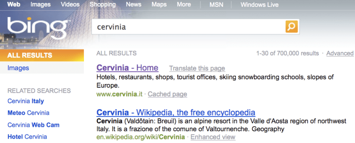BING > versione USA