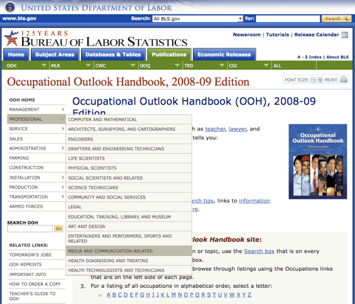 DOL > Occupational Outlook Handbook