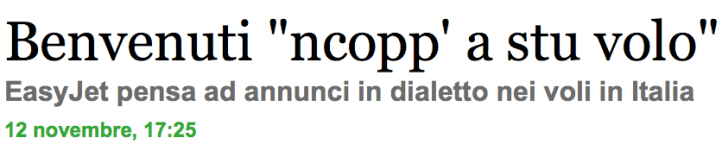 ANSA > 2009-11-12 > EasyJet e il dialetto