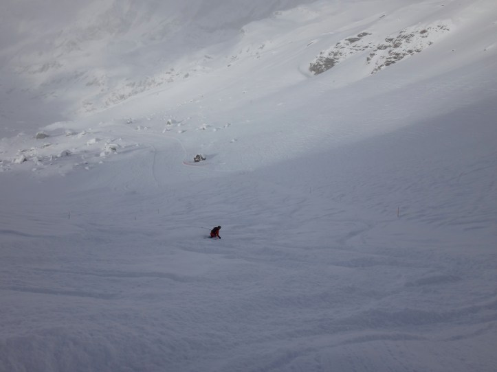 Bella neve sulla pista nera del Pancheron...