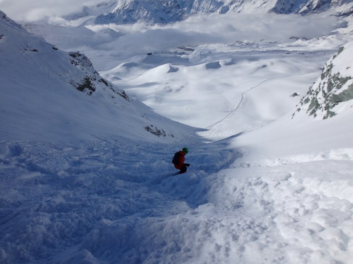 Bella polvere sul canale del Teodulo (fine gennaio 2015)