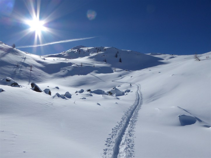 11.02.2016 salendo con le pelli alla Clavalité sopra Chamois