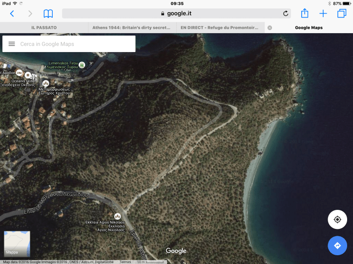 La spiaggia di Agios Nikolaos da Google Maps